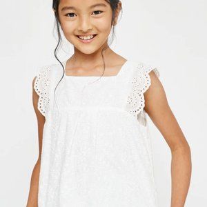 NWT-Hayden Girls White Lace Shoulder Eyelet Peplum Top